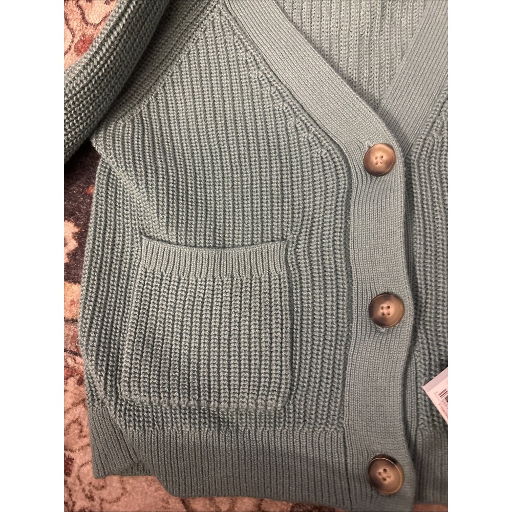 Cat & Jack Girls Cardigan Size XS 4 5 Button Front V-Neck Sweater Ocean Green - Picture 4 of 5
